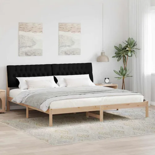 Krevetni okvir s tapiciranim uzglavljem Smeđa 200 x 200 cm - Smeđa i crna 200 x 200 cm Cijena