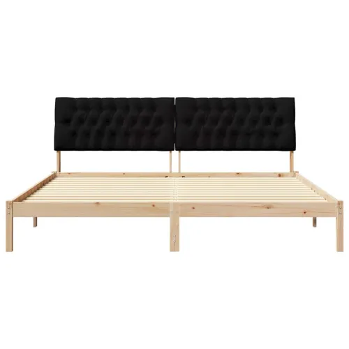 Krevetni okvir s tapiciranim uzglavljem Smeđa 200 x 200 cm - Smeđa i crna 200 x 200 cm Cijena