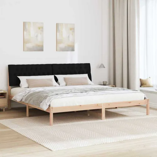 Krevetni okvir s tapiciranim uzglavljem Smeđa 200 x 200 cm - Smeđa i crna 200 x 200 cm Cijena
