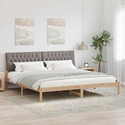 Krevetni okvir s tapiciranim uzglavljem Smeđa 200 x 200 cm - Smeđa i taupe 200 x 200 cm Cijena
