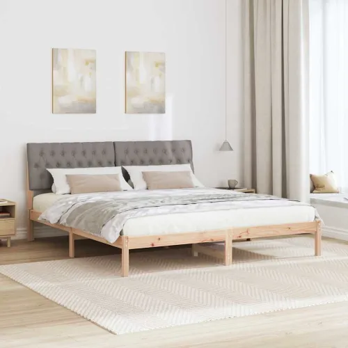 Krevetni okvir s tapiciranim uzglavljem Smeđa 200 x 200 cm - Smeđa i taupe 200 x 200 cm Cijena