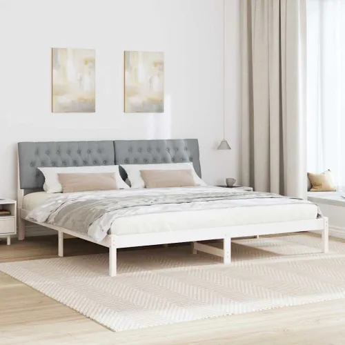 Krevetni okvir s tapiciranim uzglavljem Bijelo 200 x 200 cm - Bijela i svijetlosiva 200 x 200 cm Cijena