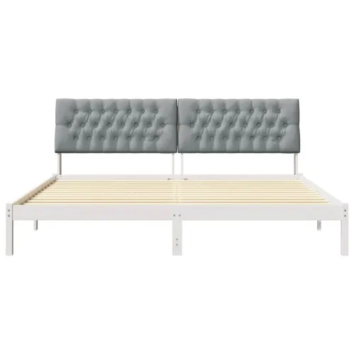 Krevetni okvir s tapiciranim uzglavljem Bijelo 200 x 200 cm - Bijela i svijetlosiva 200 x 200 cm Cijena