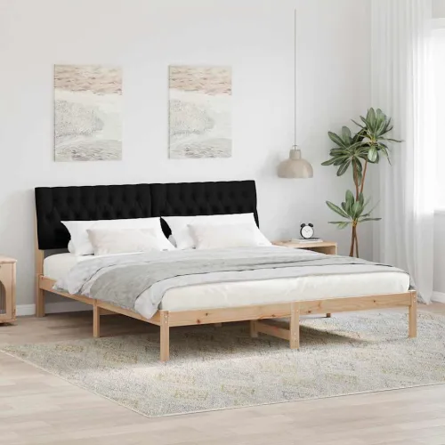 Krevetni okvir s tapiciranim uzglavljem Smeđa 180 x 200 cm - Smeđa i crna 180 x 200 cm Cijena