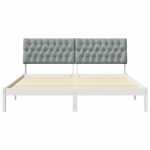 Krevetni okvir s tapiciranim uzglavljem Bijelo 180 x 200 cm - Bijela i svijetlosiva 180 x 200 cm Cijena