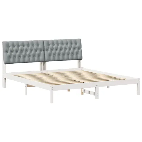 Krevetni okvir s tapiciranim uzglavljem Bijelo 180 x 200 cm - Bijela i svijetlosiva 180 x 200 cm Cijena