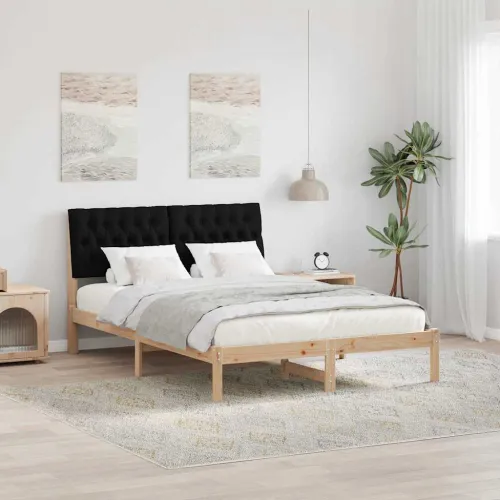 Krevetni okvir s tapiciranim uzglavljem Smeđa 150 x 200 cm - Smeđa i crna 150 x 200 cm Cijena