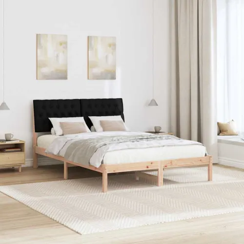 Krevetni okvir s tapiciranim uzglavljem Smeđa 150 x 200 cm - Smeđa i crna 150 x 200 cm Cijena