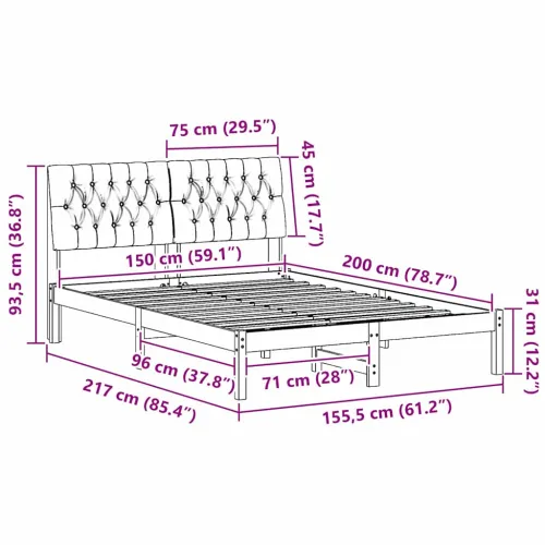 Krevetni okvir s tapiciranim uzglavljem Bijelo 150 x 200 cm - Bijela i svijetlosiva 150 x 200 cm Cijena