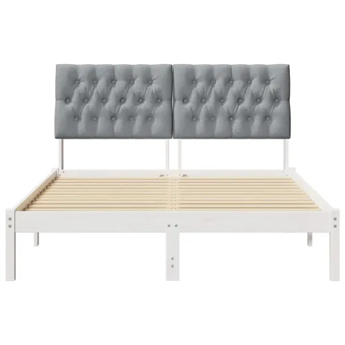 Krevetni okvir s tapiciranim uzglavljem Bijelo 150 x 200 cm - Bijela i svijetlosiva 150 x 200 cm Cijena