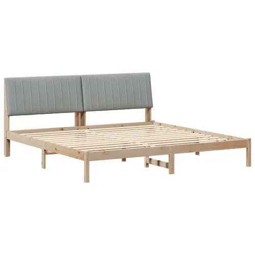 Okvir za krevet Smeđa 200 x 200 cm Čvrsto borovo drvo - 200 x 200 cm Smeđa i svijetlo siva Cijena