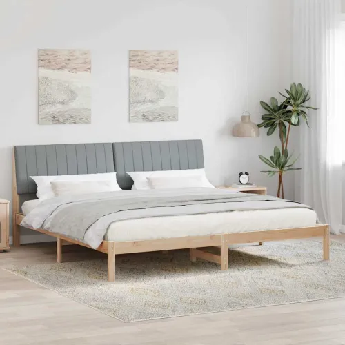 Okvir za krevet Smeđa 200 x 200 cm Čvrsto borovo drvo - 200 x 200 cm Smeđa i svijetlo siva Cijena