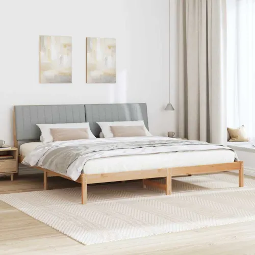 Okvir za krevet Smeđa 200 x 200 cm Čvrsto borovo drvo - 200 x 200 cm Smeđa i svijetlo siva Cijena