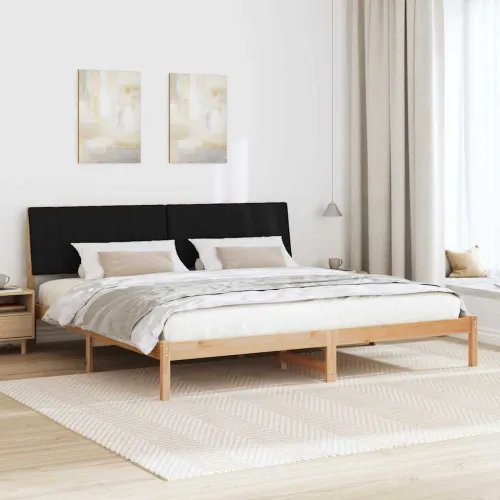 Okvir za krevet Smeđa 200 x 200 cm Čvrsto borovo drvo - 200 x 200 cm Smeđa i crna Cijena