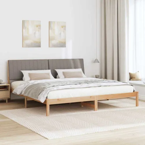 Okvir za krevet Smeđa 200 x 200 cm Čvrsto borovo drvo - 200 x 200 cm Smeđa i taupe Cijena