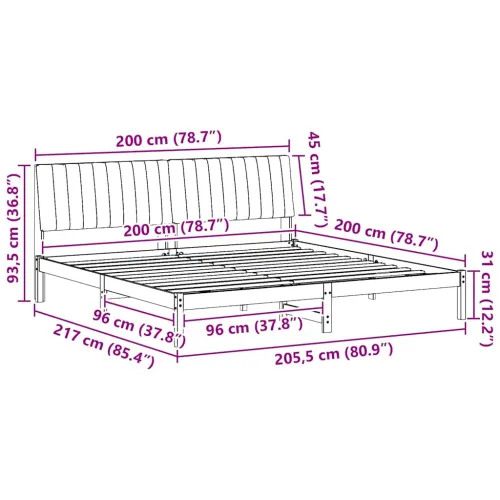 Okvir za krevet Smeđa 200 x 200 cm Čvrsto borovo drvo - 200 x 200 cm Smeđa i taupe Cijena