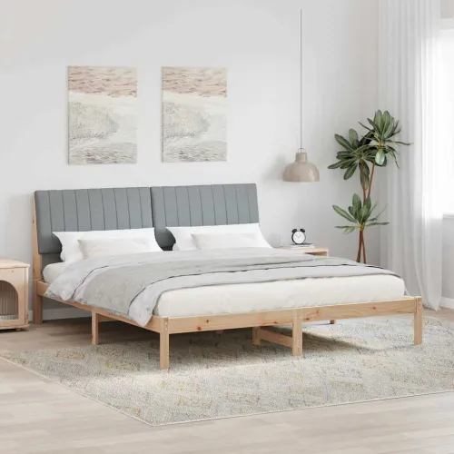 Okvir za krevet Smeđa 180 x 200 cm Čvrsto borovo drvo - 180 x 200 cm Smeđa i svijetlo siva Cijena