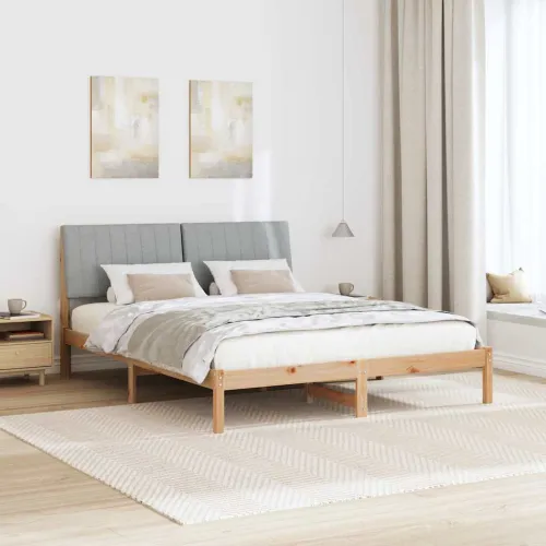 Okvir za krevet Smeđa 180 x 200 cm Čvrsto borovo drvo - 180 x 200 cm Smeđa i svijetlo siva Cijena