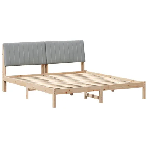 Okvir za krevet Smeđa 180 x 200 cm Čvrsto borovo drvo - 180 x 200 cm Smeđa i svijetlo siva Cijena