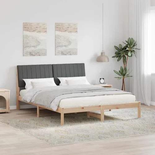 Okvir za krevet Smeđa 160 x 200 cm Čvrsto borovo drvo - 160 x 200 cm smeđe i tamnosivo Cijena