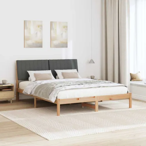 Okvir za krevet Smeđa 160 x 200 cm Čvrsto borovo drvo - 160 x 200 cm smeđe i tamnosivo Cijena