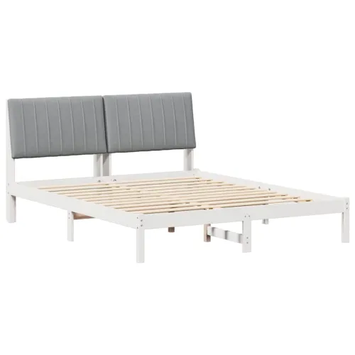 Okvir za krevet Bijelo 150 x 200 cm Čvrsto borovo drvo - 150 x 200 cm Bijela i svijetlosiva Cijena