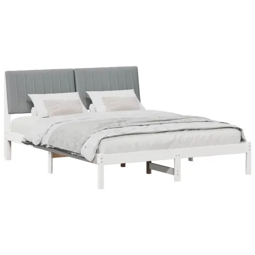 Okvir za krevet Bijelo 150 x 200 cm Čvrsto borovo drvo - 150 x 200 cm Bijela i svijetlosiva Cijena