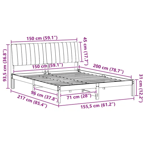 Okvir za krevet Bijelo 150 x 200 cm Čvrsto borovo drvo - 150 x 200 cm Bijela i svijetlosiva Cijena