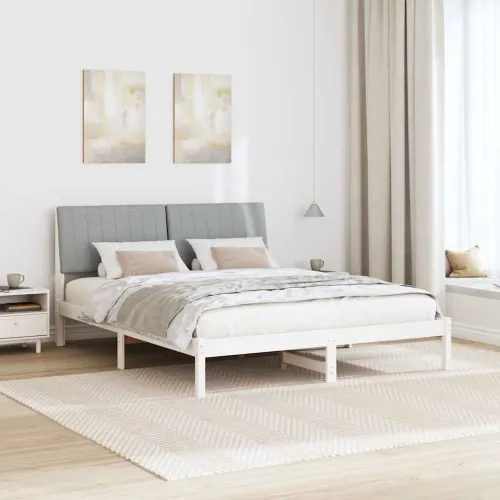 Okvir za krevet Bijelo 150 x 200 cm Čvrsto borovo drvo - 150 x 200 cm Bijela i svijetlosiva Cijena