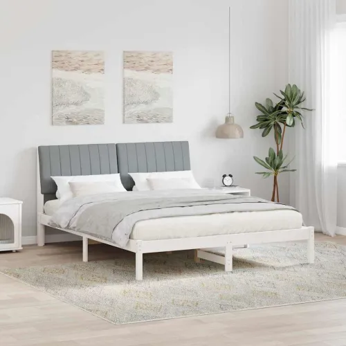 Okvir za krevet Bijelo 150 x 200 cm Čvrsto borovo drvo - 150 x 200 cm Bijela i svijetlosiva Cijena