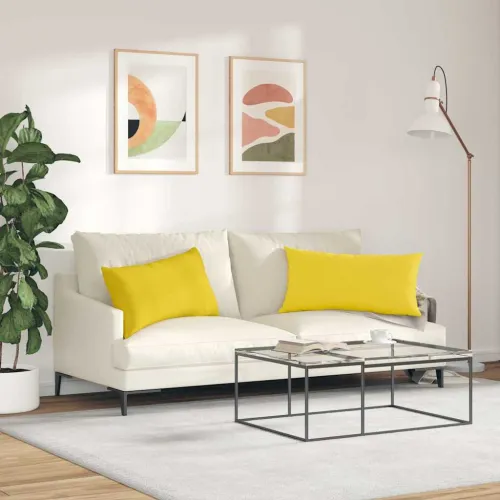 Jastučići za sofu 2 kom. tkanina Svijetlo žuta 80 x 40 cm - Svjetložuta 40 x 80 cm Cijena
