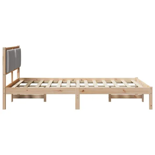 Krevetni okvir s tapiciranim uzglavljem Svijetlo siva - 140 x 190 cm Smeđa i svijetlo siva Cijena
