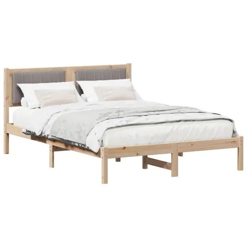 Krevetni okvir s tapiciranim uzglavljem Sivo-smeđa 140 x 190 cm - 140 x 190 cm Smeđa i taupe Cijena