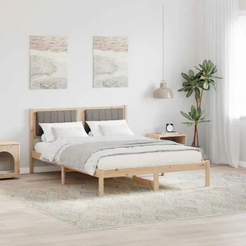 Krevetni okvir s tapiciranim uzglavljem Sivo-smeđa 140 x 190 cm - 140 x 190 cm Smeđa i taupe Cijena