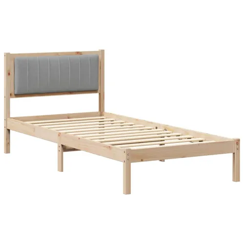Krevetni okvir s tapiciranim uzglavljem Svijetlo siva - 90 x 190 cm Smeđa i svijetlo siva Cijena