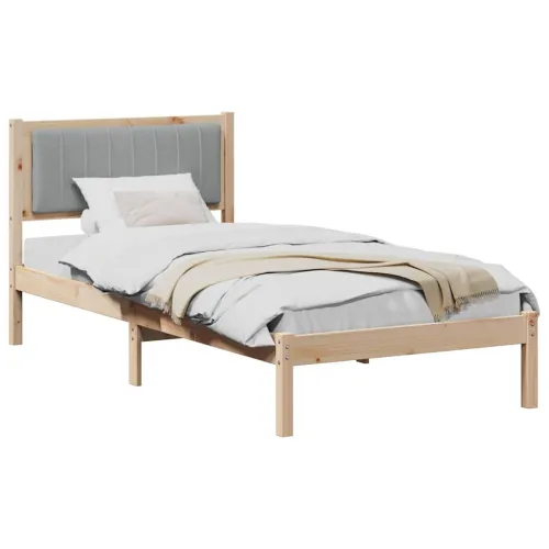 Krevetni okvir s tapiciranim uzglavljem Svijetlo siva - 90 x 190 cm Smeđa i svijetlo siva Cijena