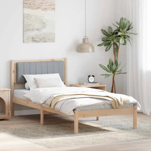 Krevetni okvir s tapiciranim uzglavljem Svijetlo siva - 90 x 190 cm Smeđa i svijetlo siva Cijena