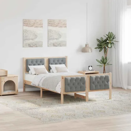 Okvir za krevet s uzglavljem Svijetlo siva 120 x 200 cm - Smeđa i svijetlo siva 120 x 200 cm Cijena