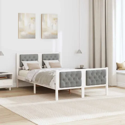 Okvir za krevet s uzglavljem Svijetlo siva 120 x 200 cm - Bijela i svijetlosiva 120 x 200 cm Cijena