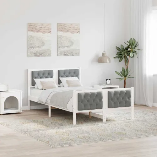 Okvir za krevet s uzglavljem Svijetlo siva 120 x 190 cm - Bijela i svijetlosiva 120 x 190 cm Cijena