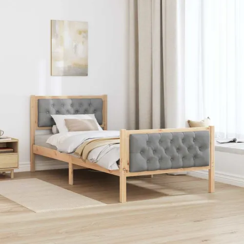 Okvir za krevet s uzglavljem Svijetlo siva 90 x 200 cm - Smeđa i svijetlo siva 90 x 200 cm Cijena