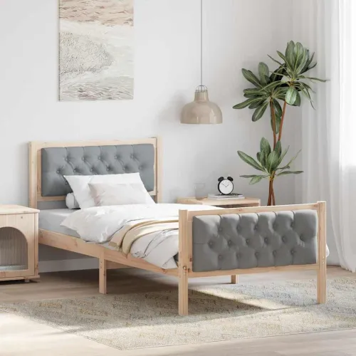 Okvir za krevet s uzglavljem Svijetlo siva 90 x 190 cm - Smeđa i svijetlo siva 90 x 190 cm Cijena