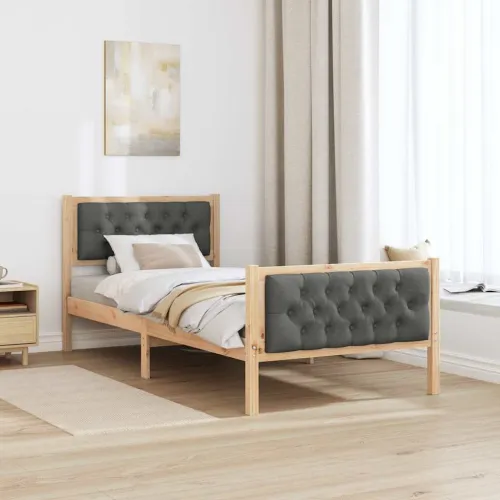 Okvir za krevet Tamno siva 90 x 190 cm Čvrsto borovo drvo - smeđe i tamnosivo 90 x 190 cm Cijena