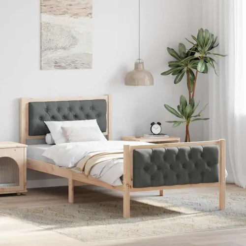 Okvir za krevet Tamno siva 90 x 190 cm Čvrsto borovo drvo - smeđe i tamnosivo 90 x 190 cm Cijena