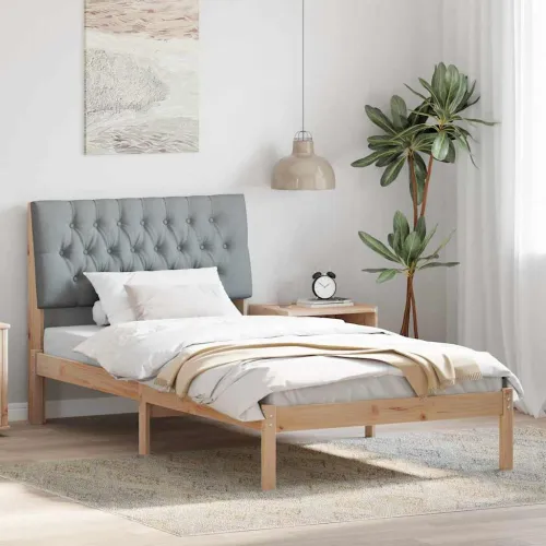 Krevetni okvir s tapiciranim uzglavljem Smeđa 100 x 200 cm - Smeđa i svijetlo siva 100 x 200 cm Cijena
