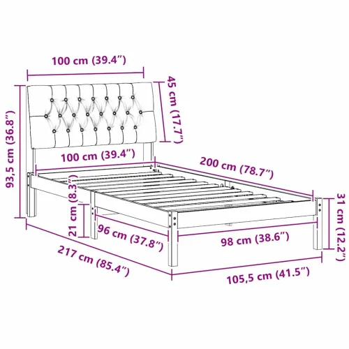 Krevetni okvir s tapiciranim uzglavljem Smeđa 100 x 200 cm - Smeđa i taupe 100 x 200 cm Cijena