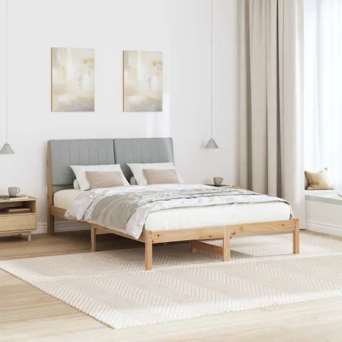 Okvir za krevet Smeđa 135 x 190 cm Čvrsto borovo drvo - 135 x 190 cm Smeđa i svijetlo siva Cijena