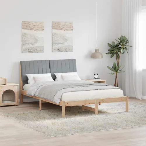 Okvir za krevet Smeđa 135 x 190 cm Čvrsto borovo drvo - 135 x 190 cm Smeđa i svijetlo siva Cijena
