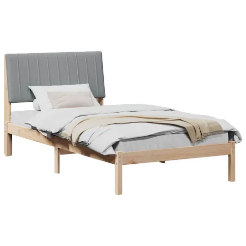 Okvir za krevet Smeđa 100 x 200 cm Čvrsto borovo drvo - 100 x 200 cm Smeđa i svijetlo siva Cijena