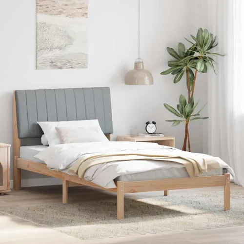 Okvir za krevet Smeđa 100 x 200 cm Čvrsto borovo drvo - 100 x 200 cm Smeđa i svijetlo siva Cijena